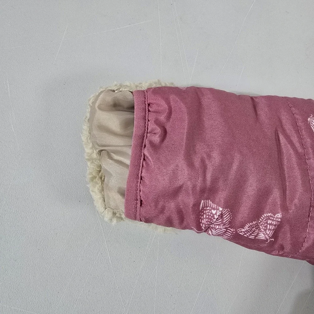 Osh‎ Kosh Bgosh Girl Snow Suit  Pink Butterfly Hand & Feet Covers Sz 6-9 Months